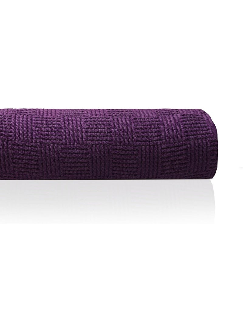 Relax Egyptian cotton Leno throw blanket,ultra-soft & lightweight with an elegant woven design ,king size 255x225 , Purple - Image 1